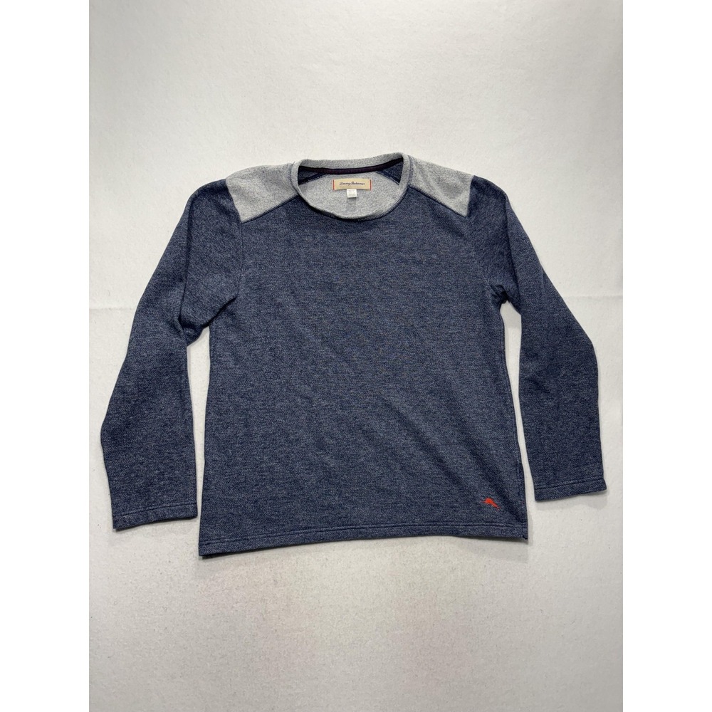 Tommy Bahama Sweater Mens Large Blue Knit Crew Neck Long Sleeve Pullover Casual